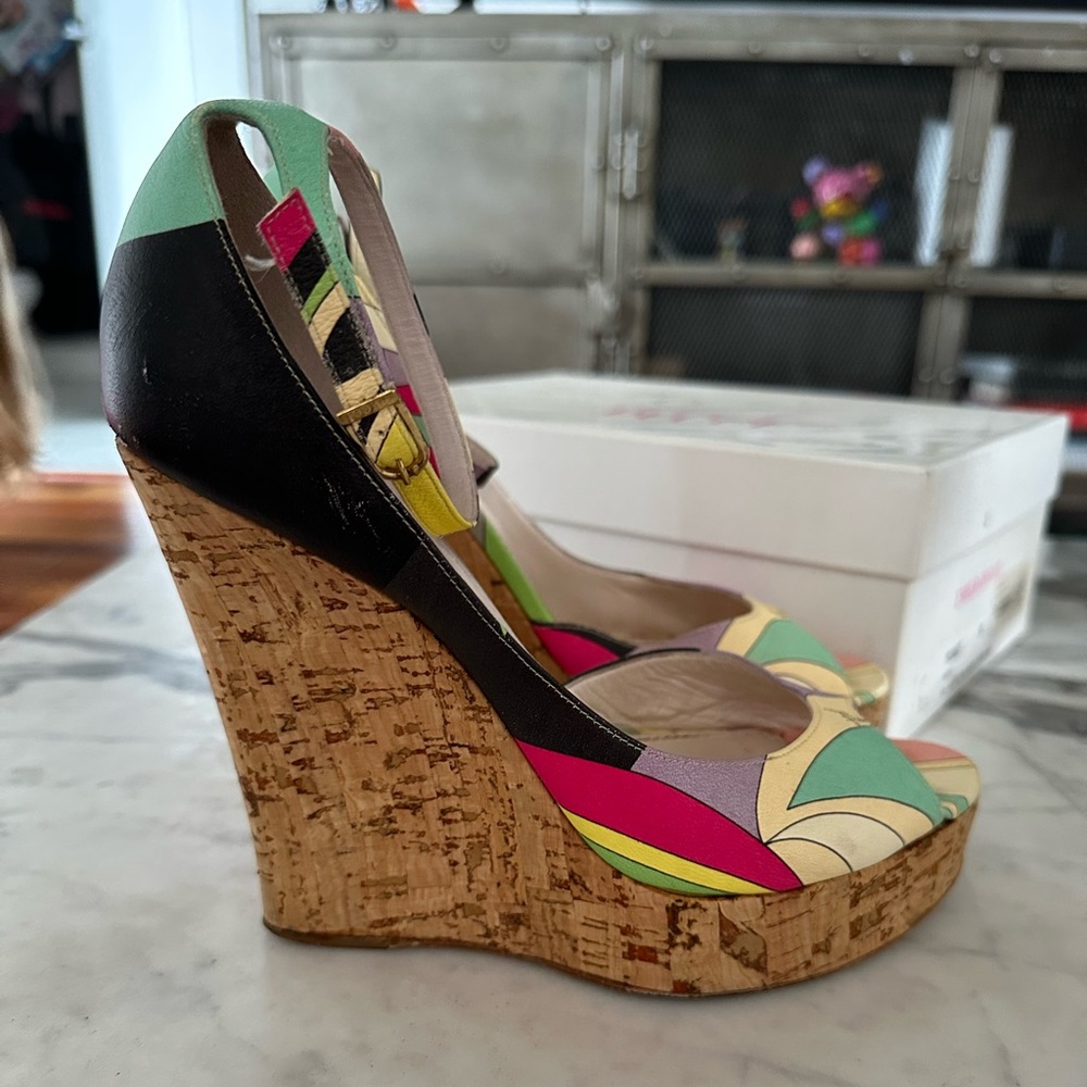 Pucci cork wedges